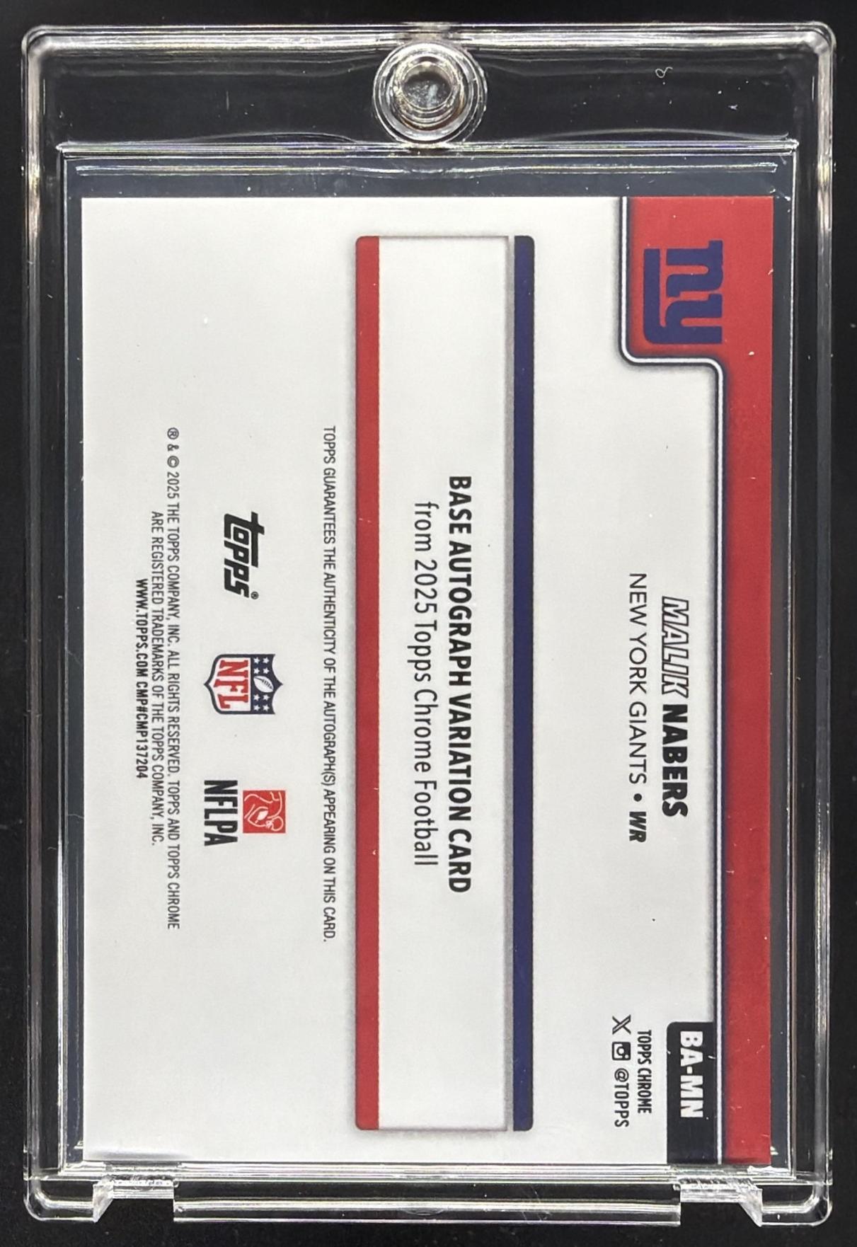2025 Topps Chrome Malik Nabers #BA-MN Auto Gold Lava Refractor 16/50