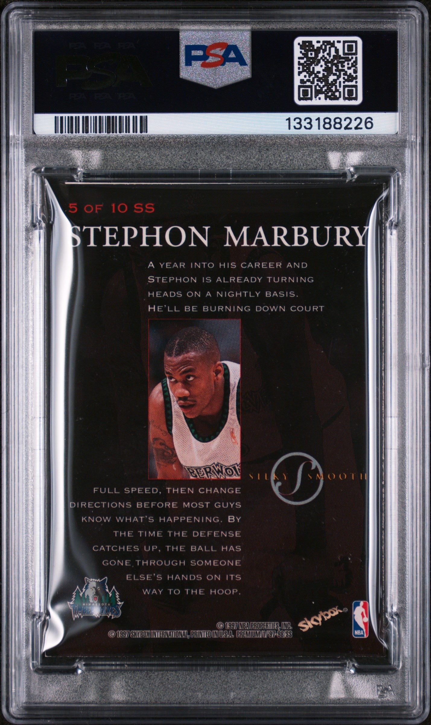1997-98 Skybox Premium Stephon Marbury Silky Smooth PSA 7 Pop 3