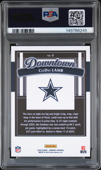 2025 Panini Donruss CeeDee Lamb #9 Downtown SP PSA 10