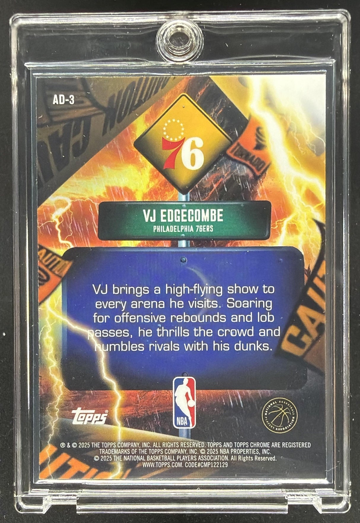 2025-26 Topps Chrome VJ Edgecombe #AD-3 Advisory RC SSP