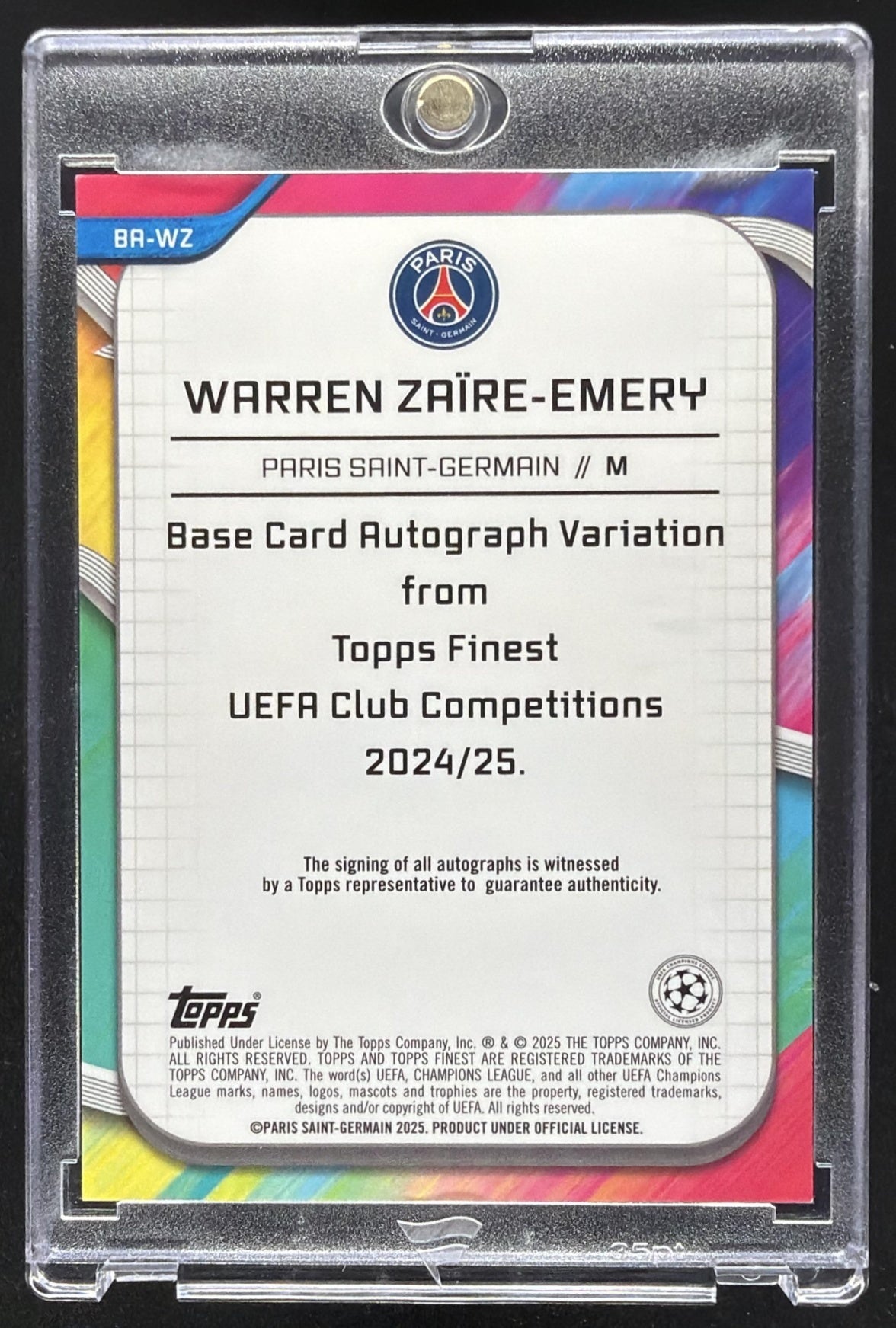 2024 Topps Exhibition Paris Saint-Germain Warren Zaire-Emery Auto Black /10