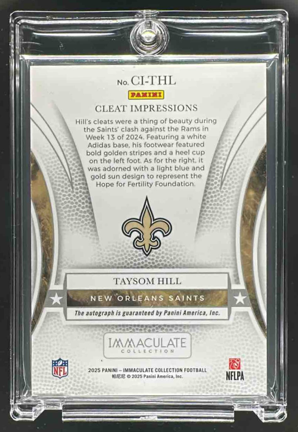2025 Immaculate Taysom Hill Cleat Impressions Auto /25