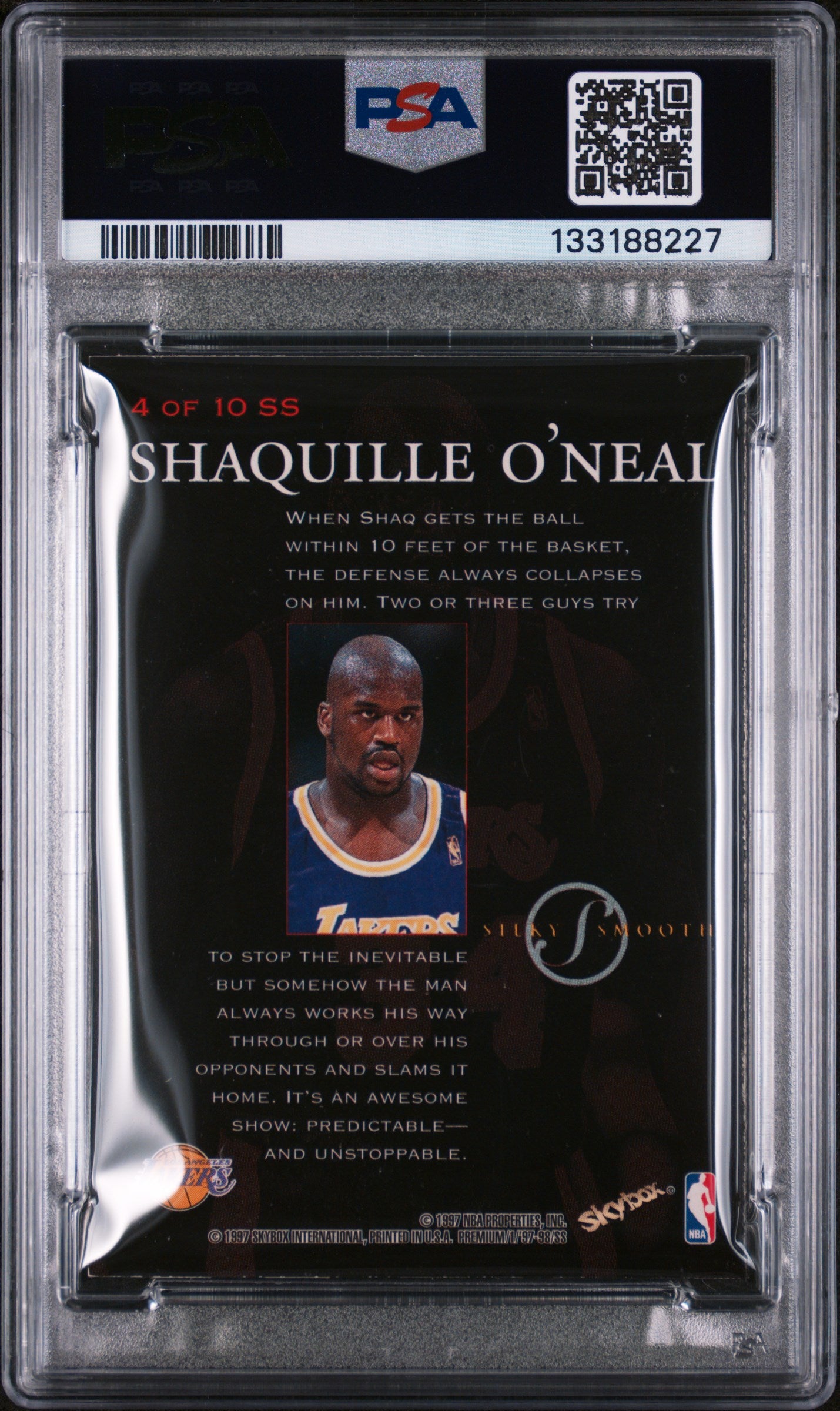 1997-98 Skybox Premium Shaquille O'Neal Silky Smooth PSA 7