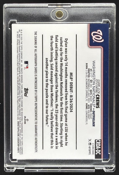 2025 Topps Chrome Update Dylan Crews #CRDA-DC Rookie Auto Blue Refractor /150 RC