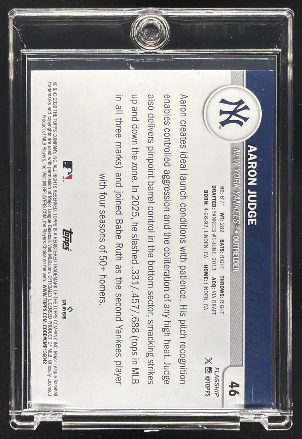 2026 Topps Collection Aaron Judge #46 Black 9/10