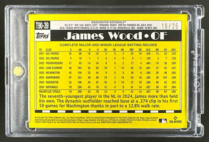 2025 Topps James Wood #T90-39 1990 Baseball Anniversary Series 1 Orange /25 RC