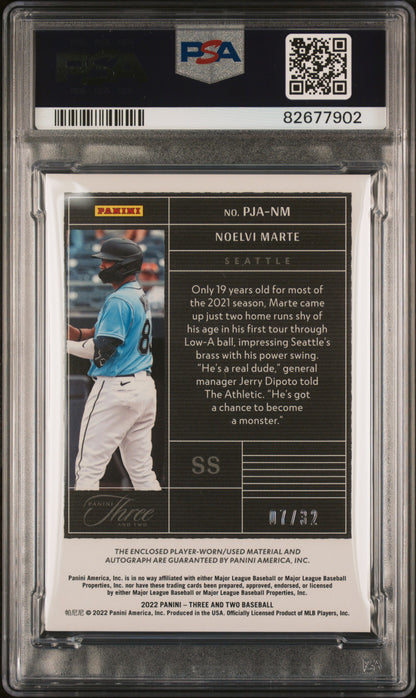 2022 Panini Three and Two Noelvi Marte Patch Auto /32 PSA 10