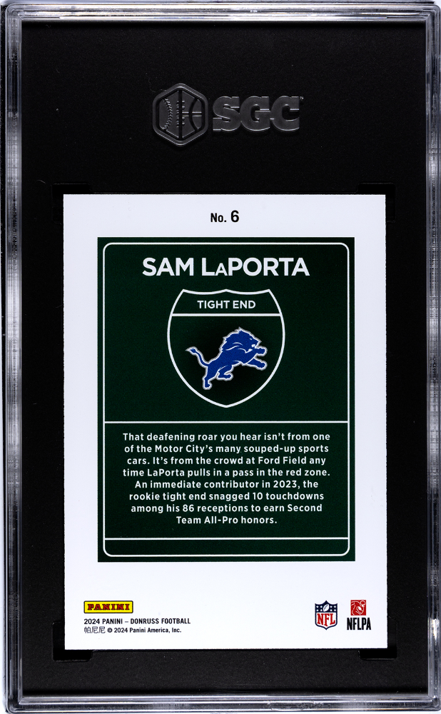 2024 Panini Donruss Sam LaPorta #6 Downtown! SSP SGC 9.5