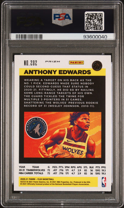 2020-21 Flux Anthony Edwards Silver Rookie PSA 10