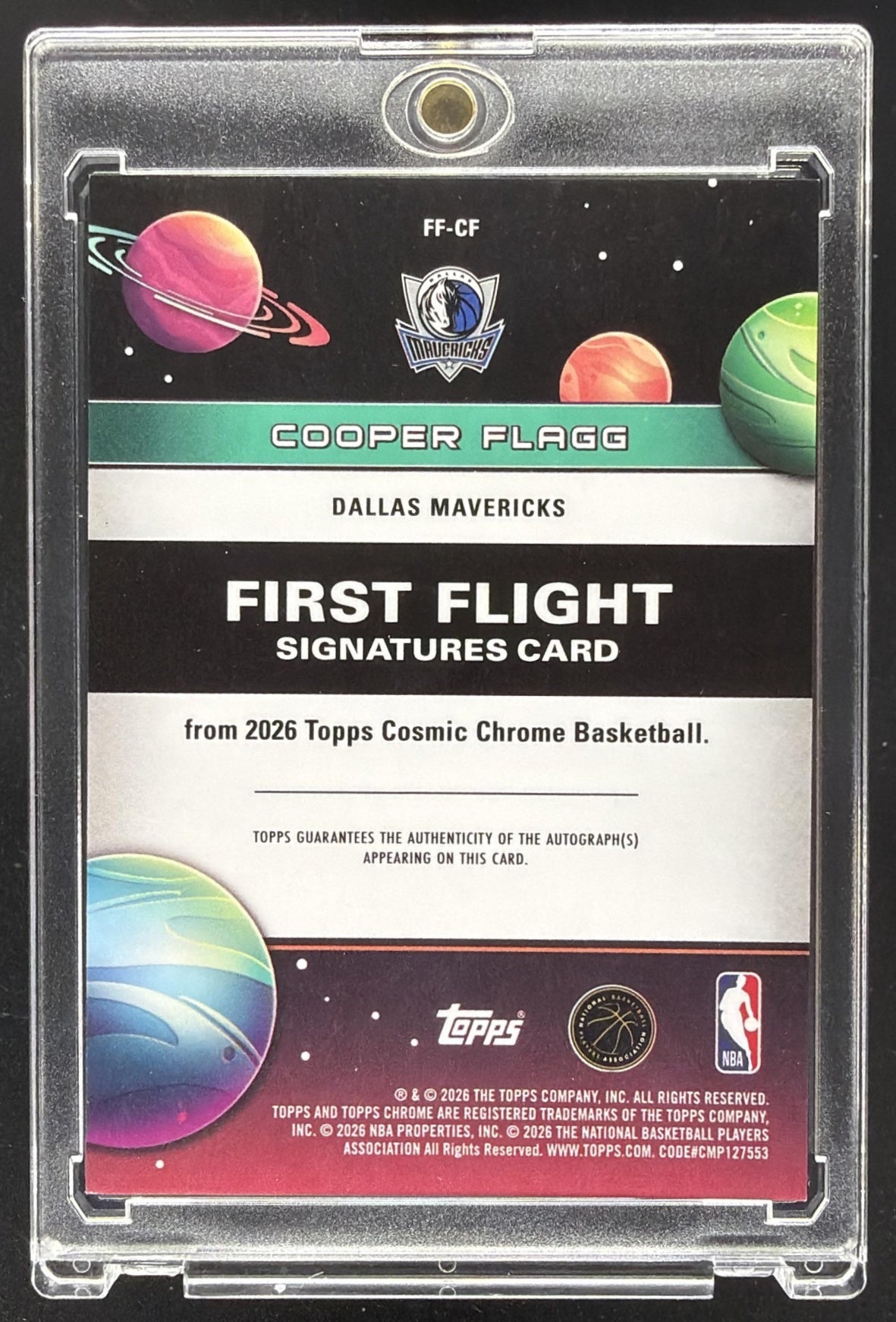 2025-26 Topps Cosmic Chrome Cooper Flagg #FF-CF First Flight Signatures RC Auto