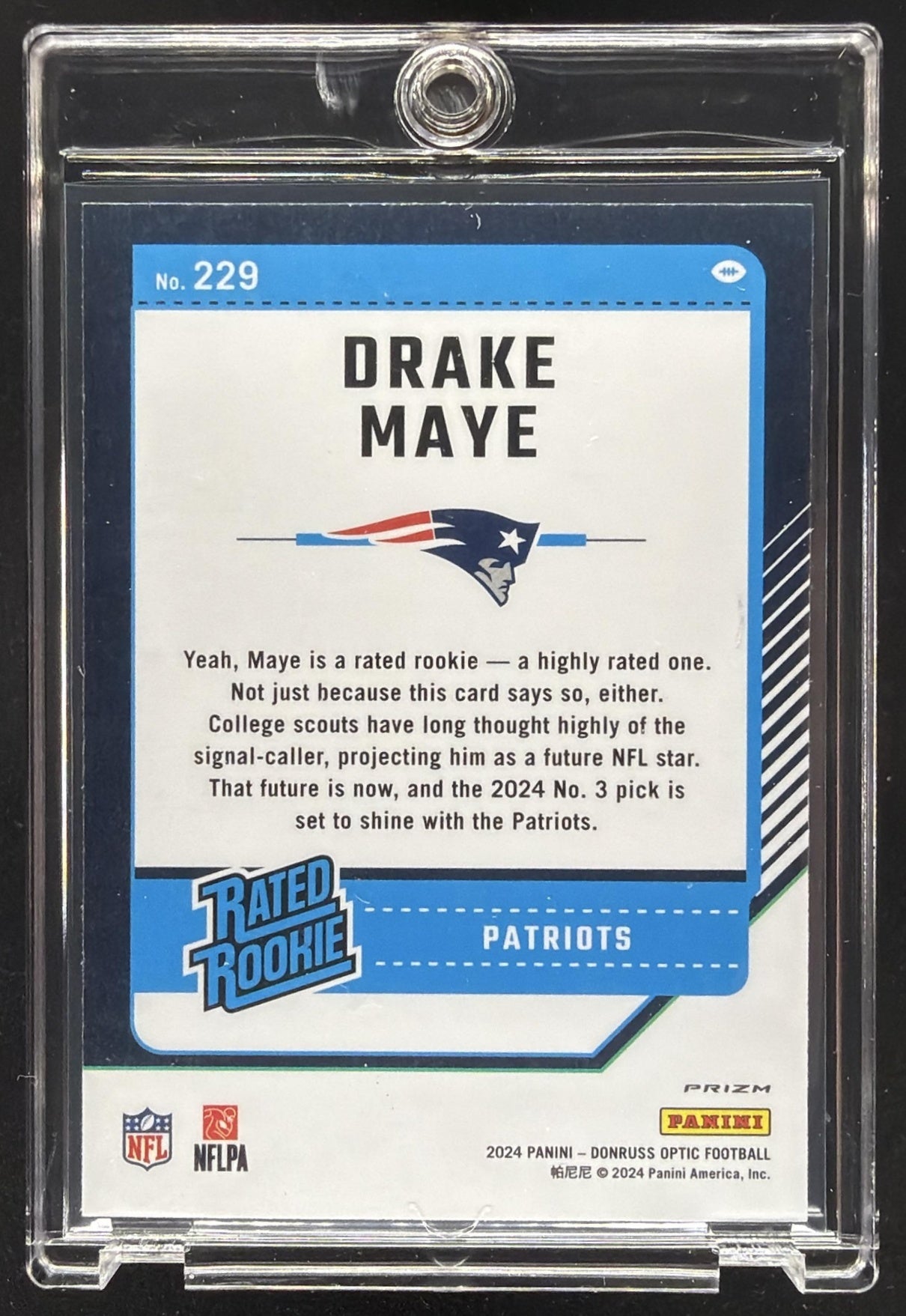 2024 Panini Donruss Optic Drake Maye #229 Holo Rated Rookie