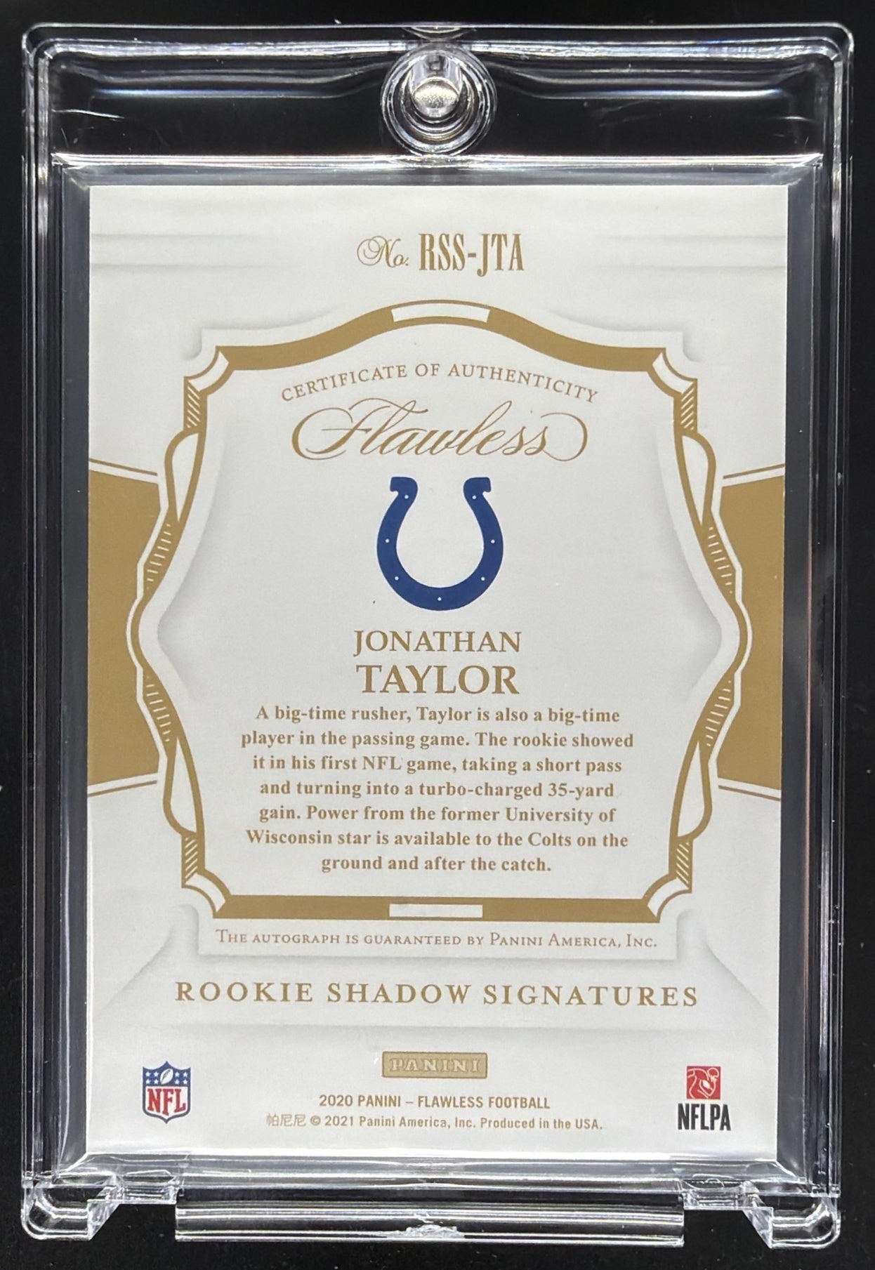 2020 Panini Flawless Jonathan Taylor #RSS-JTA Rookie Shadow Ruby /15 Auto RC
