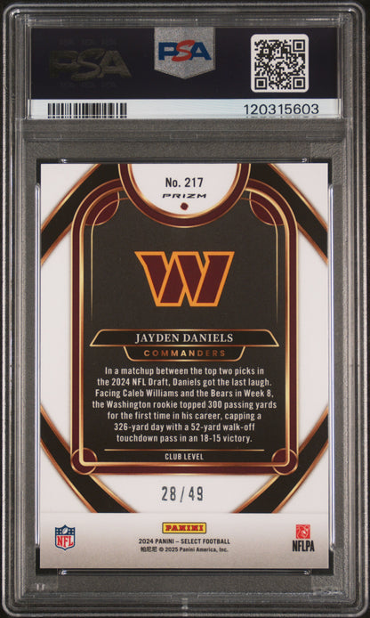 2024 Select Jayden Daniels Red Disco Club Level Rookie /49 PSA 9