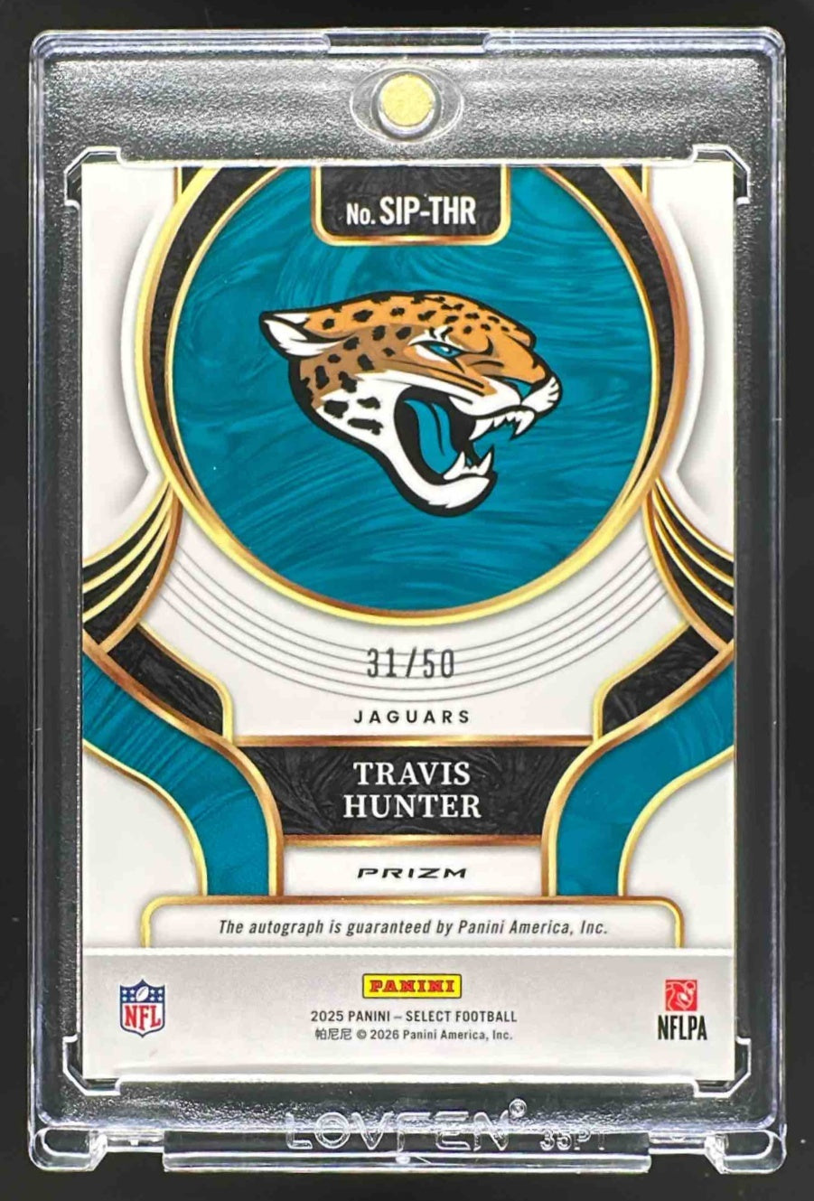 2025 Panini Select Travis Hunter #SIP-THR Signatures White Prizm 31/50 Auto