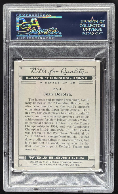 1931 W.D. & H.O. Jean Borotra Lawn Tennis PSA 8