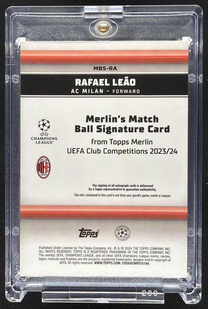 2023 Topps Chrome Merlin UEFA Rafael Leao #MBS-RA Match Ball Gold Refractor /50 Auto