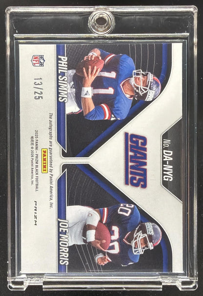 2025 Panini Prizm Black Phil Simms Joe Morris Signatures Mojo 13/25 Auto