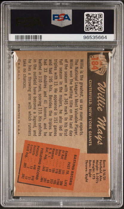 1955 Bowman Willie Mays #184 PSA 4