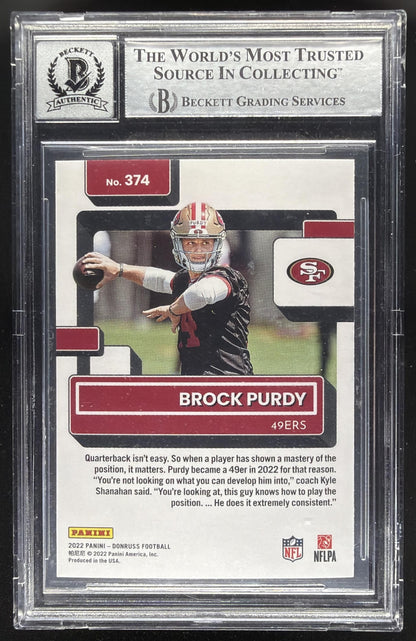 2022 Panini Donruss Brock Purdy #374 Rated Rookie Auto RC Auto BGS Auth