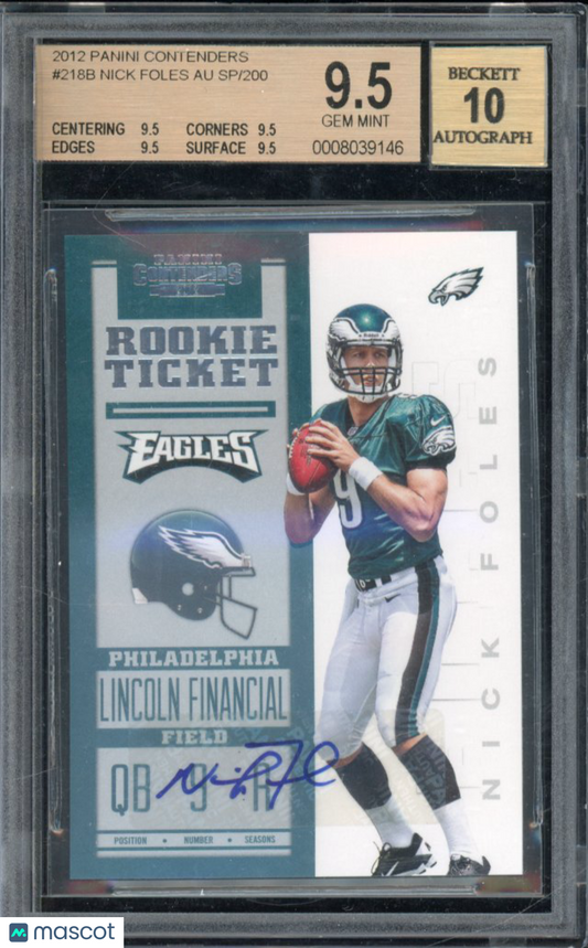 2012 Contenders Nick Foles Rookie Auto /200 BGS 9.5/10