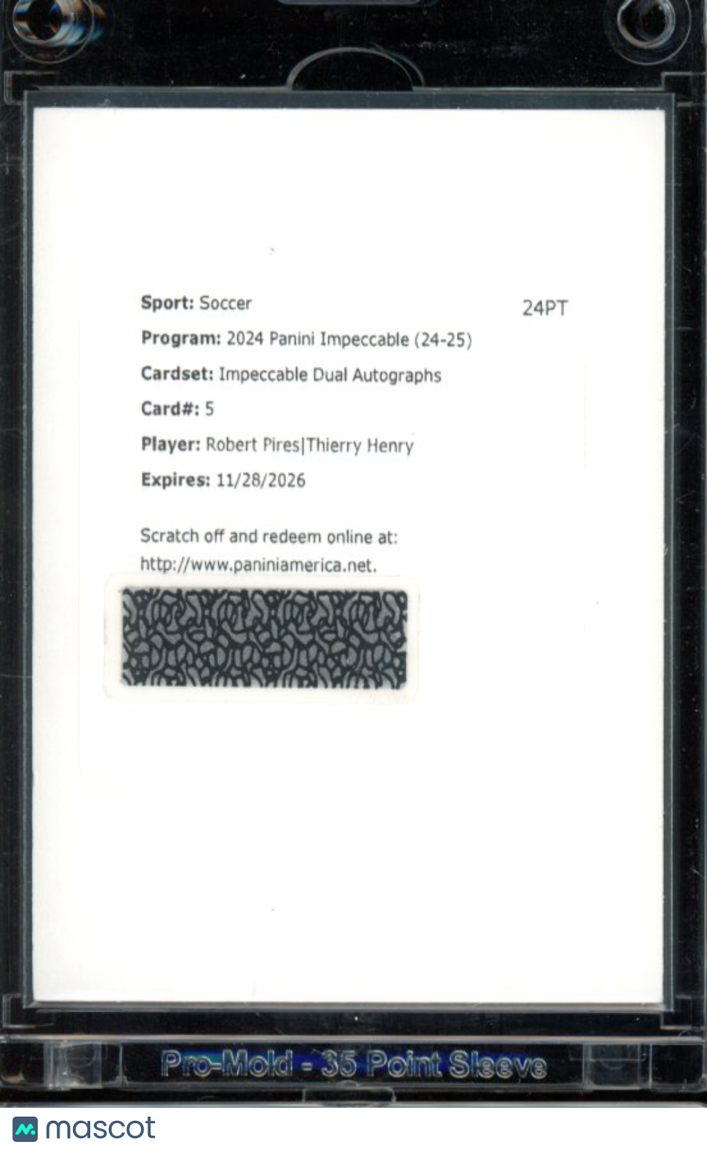 2024-25 Impeccable Robert Pires Thierry Henry Dual Auto /10
