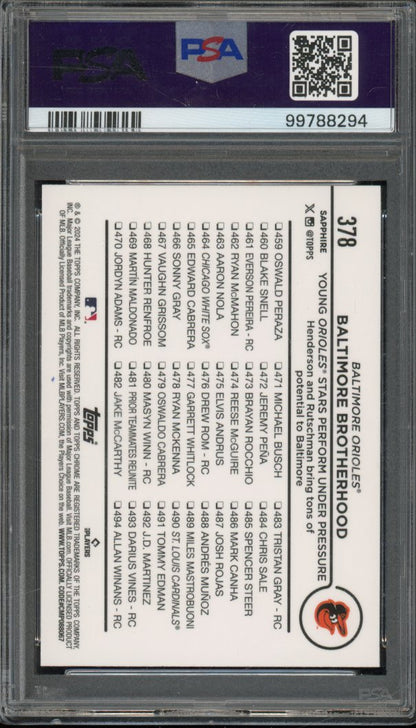 2024 Topps Chrome Sapphire Gunnar Henderson BB Gold /50 PSA 10