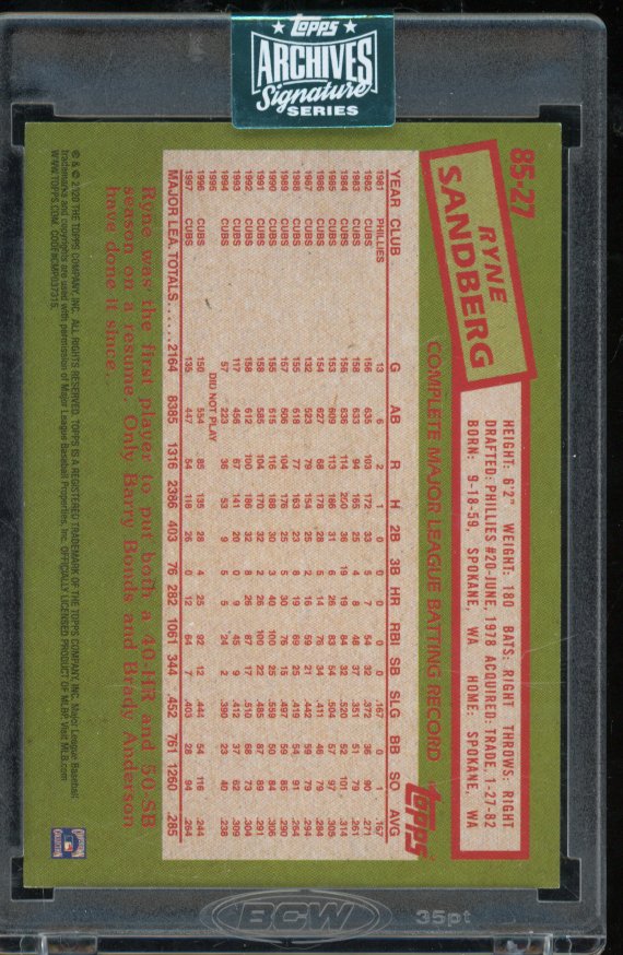 2024 Topps Archives Ryne Sandberg 1/1 Auto