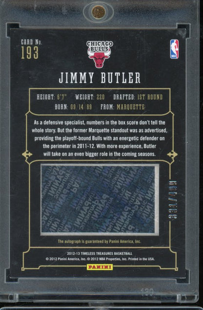 2012-13 Timeless Treasures Jimmy Butler Glass Rookie Auto /499