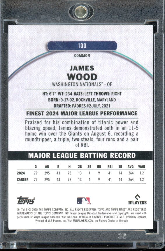 2025 Topps Finest James Wood Gold Rookie /50