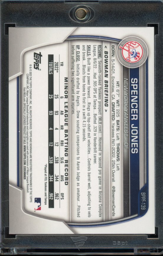 2023 Bowman Spencer Jones Orange 1st Edition /25