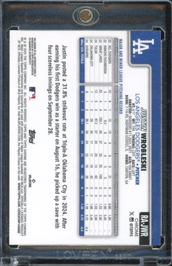 2025 Topps Chrome Justin Wrobleski Orange Rookie Auto /25