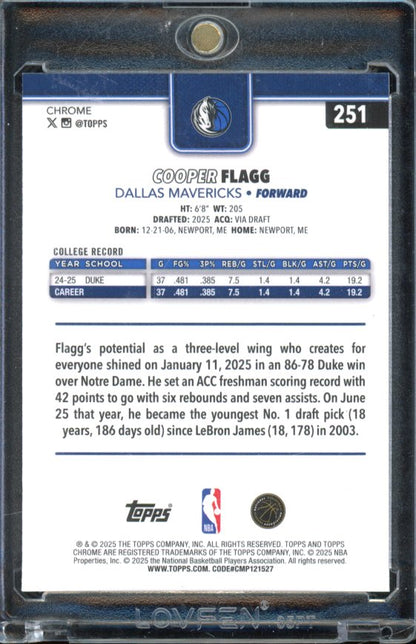 2025-26 Topps Chrome Cooper Flagg Pulsar Rookie