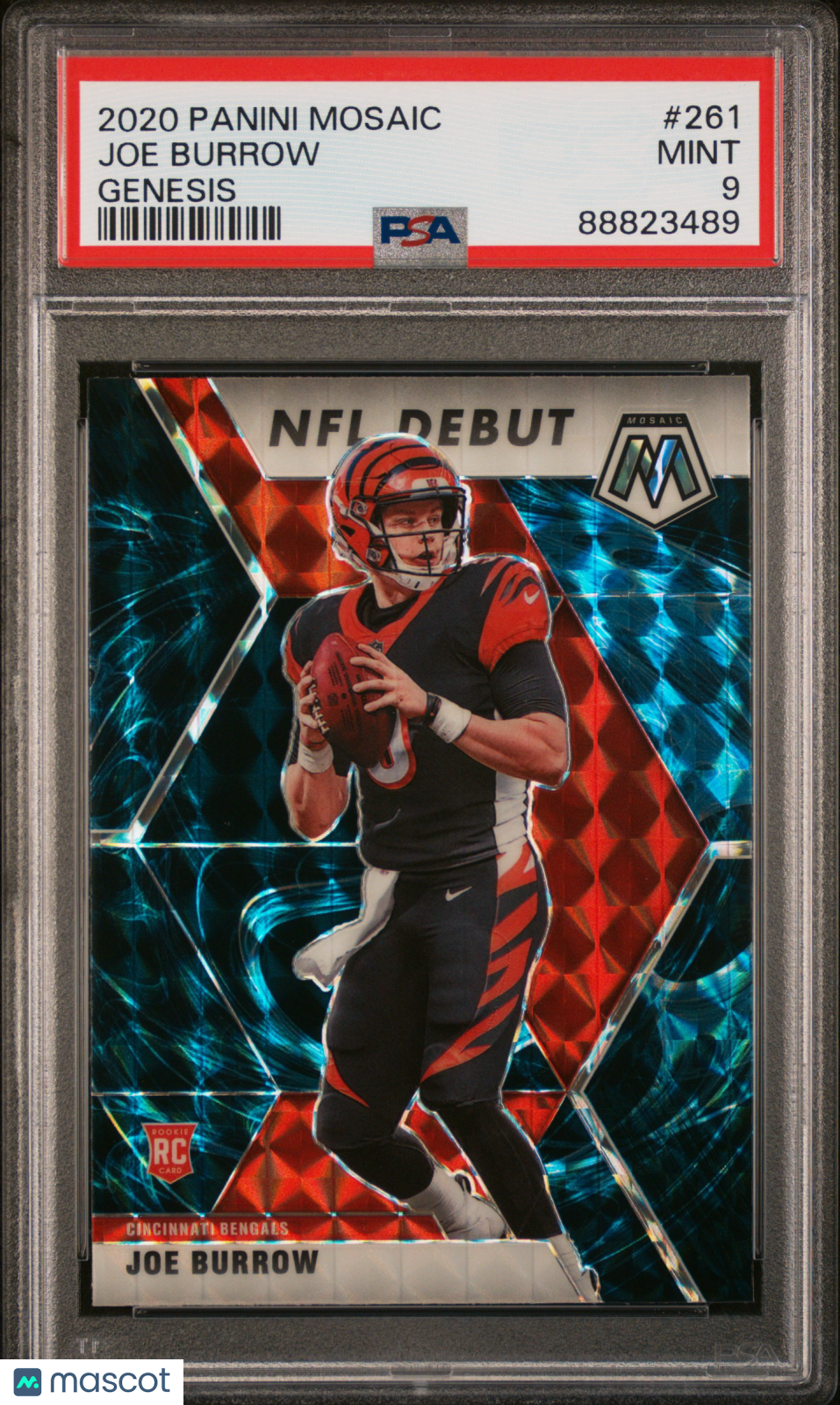 2020 Mosaic Joe Burrow Genesis Rookie Debut Case Hit PSA 9