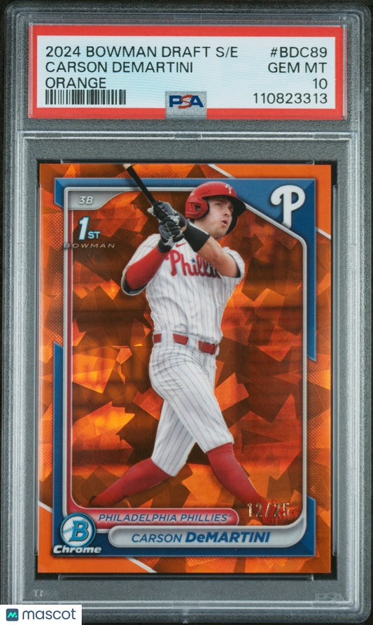 2024 Bowman Chrome Carson Demartini /25 PSA 10