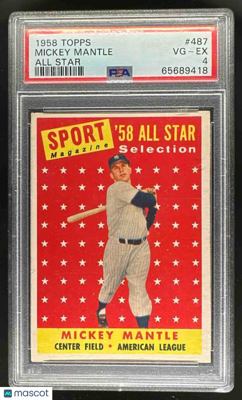 1958 Topps Mickey Mantle #487 PSA 4