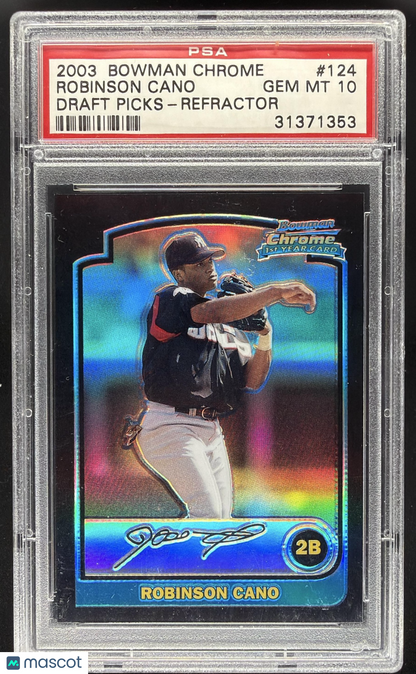 2003 Bowman Draft Picks & Prospects Robinson Cano #BDP124 Chrome RC PSA 10