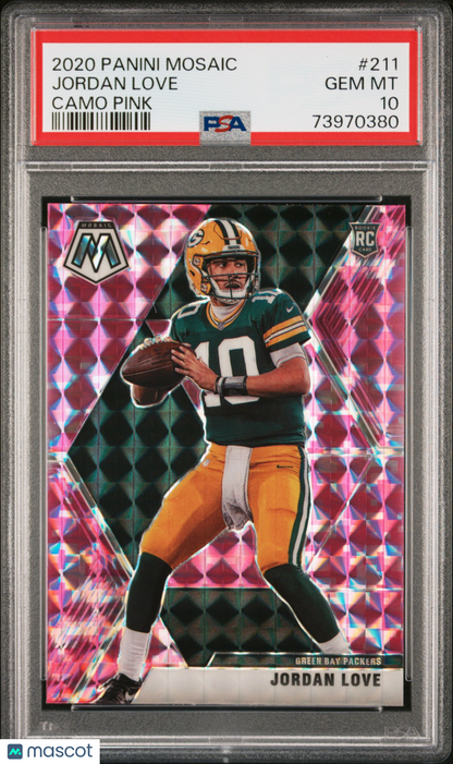 2020 Mosaic Jordan Love Pink Camo Rookie PSA 10