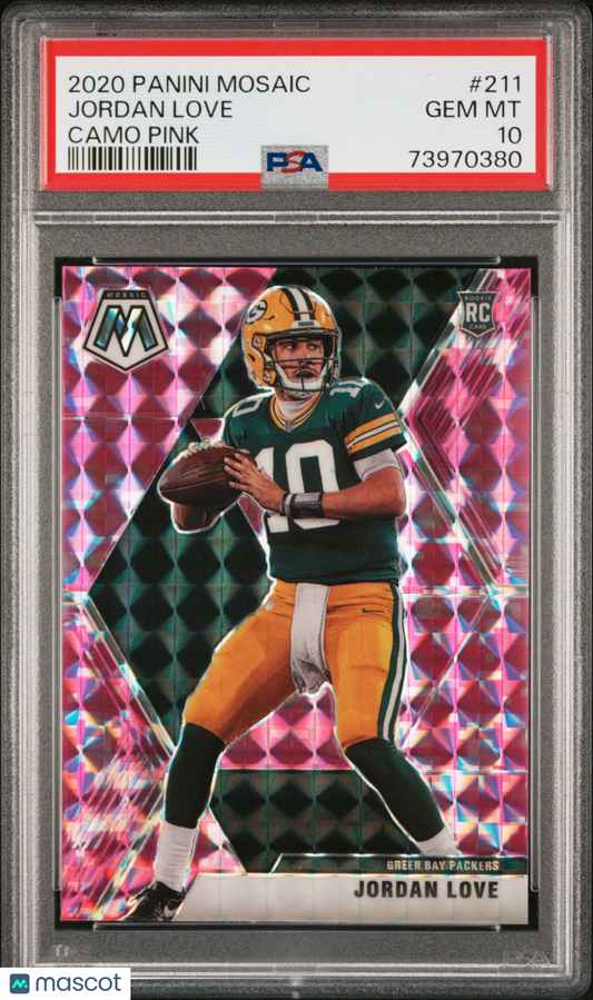 2020 Mosaic Jordan Love Pink Camo Rookie PSA 10