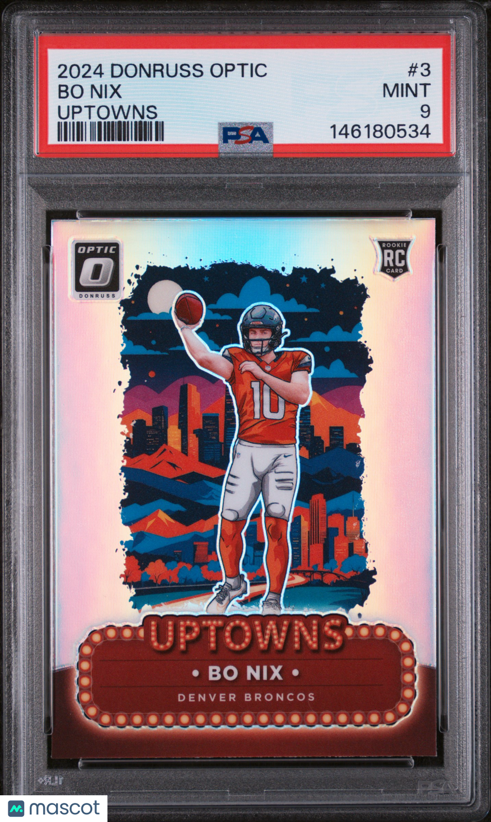2024 Panini Donruss Optic Bo Nix #3 Uptowns RC SSP PSA 9