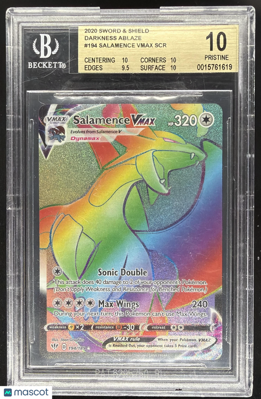 2020 Pokemon Sword & Shield Darkness Ablaze Salamence VMAX #194/189 BGS 10