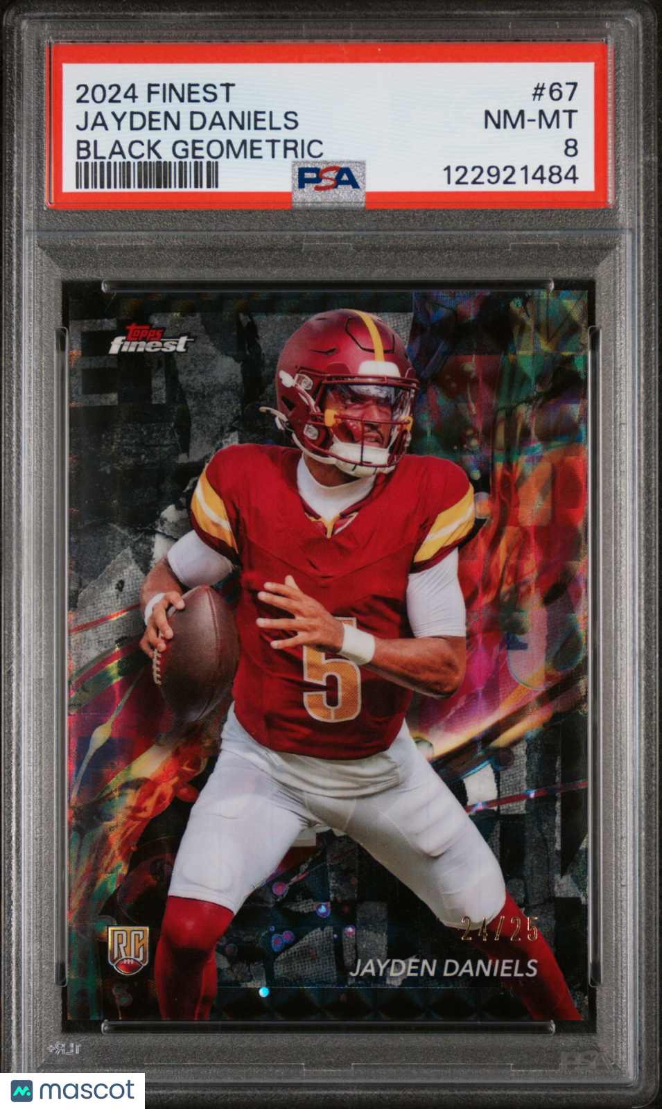 2024 Topps Finest Jayden Daniels #67 Black Geometric Refractor /25 RC PSA 8