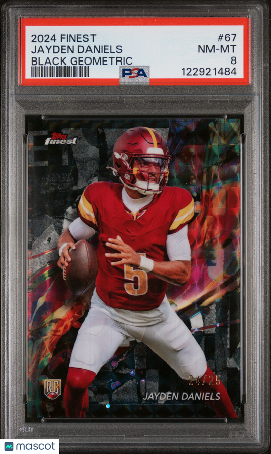 2024 Topps Finest Jayden Daniels #67 Black Geometric Refractor /25 RC PSA 8