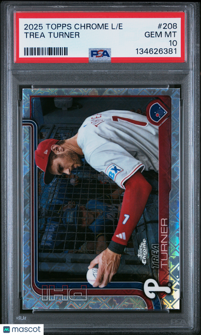 2025 Topps Chrome Trea Turner #208 Logofractor Image Variation PSA 10