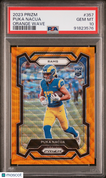 2023 Prizm Puka Nacua Orange Wave Rookie /60 PSA 10