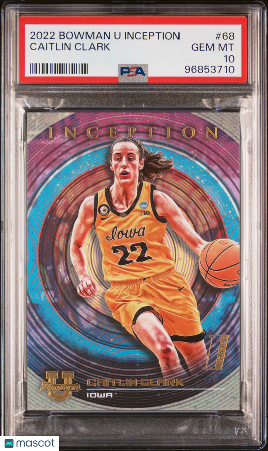 2022 Bowman University Inception Caitlin Clark #68 PSA 10