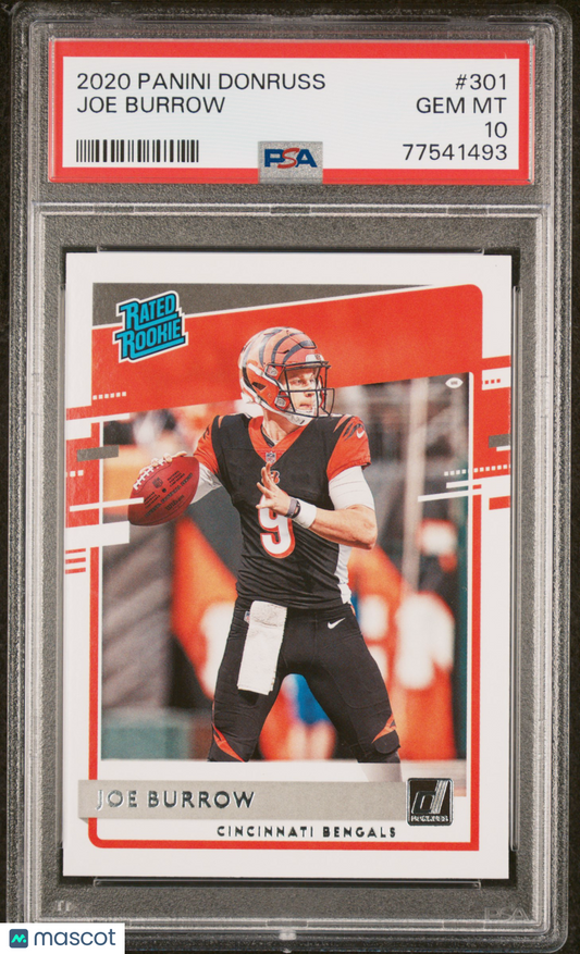 2020 Panini Donruss Joe Burrow #301 Press Proof Red RC Bengals PSA 10