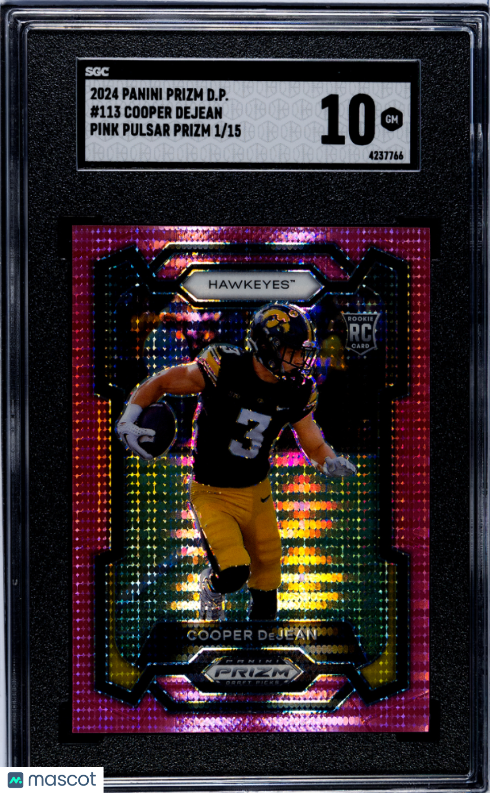 2024 Panini Prizm Draft Picks Cooper DeJean #113 RC Pink Pulsar /15 SGC 10