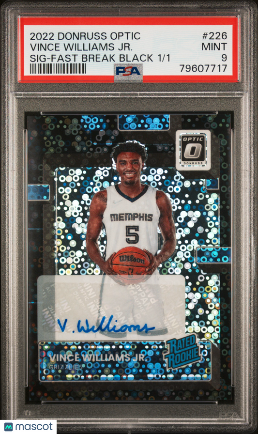 2022 Optic Vince Williams Black Fast Break Rookie Auto 1/1 PSA 9