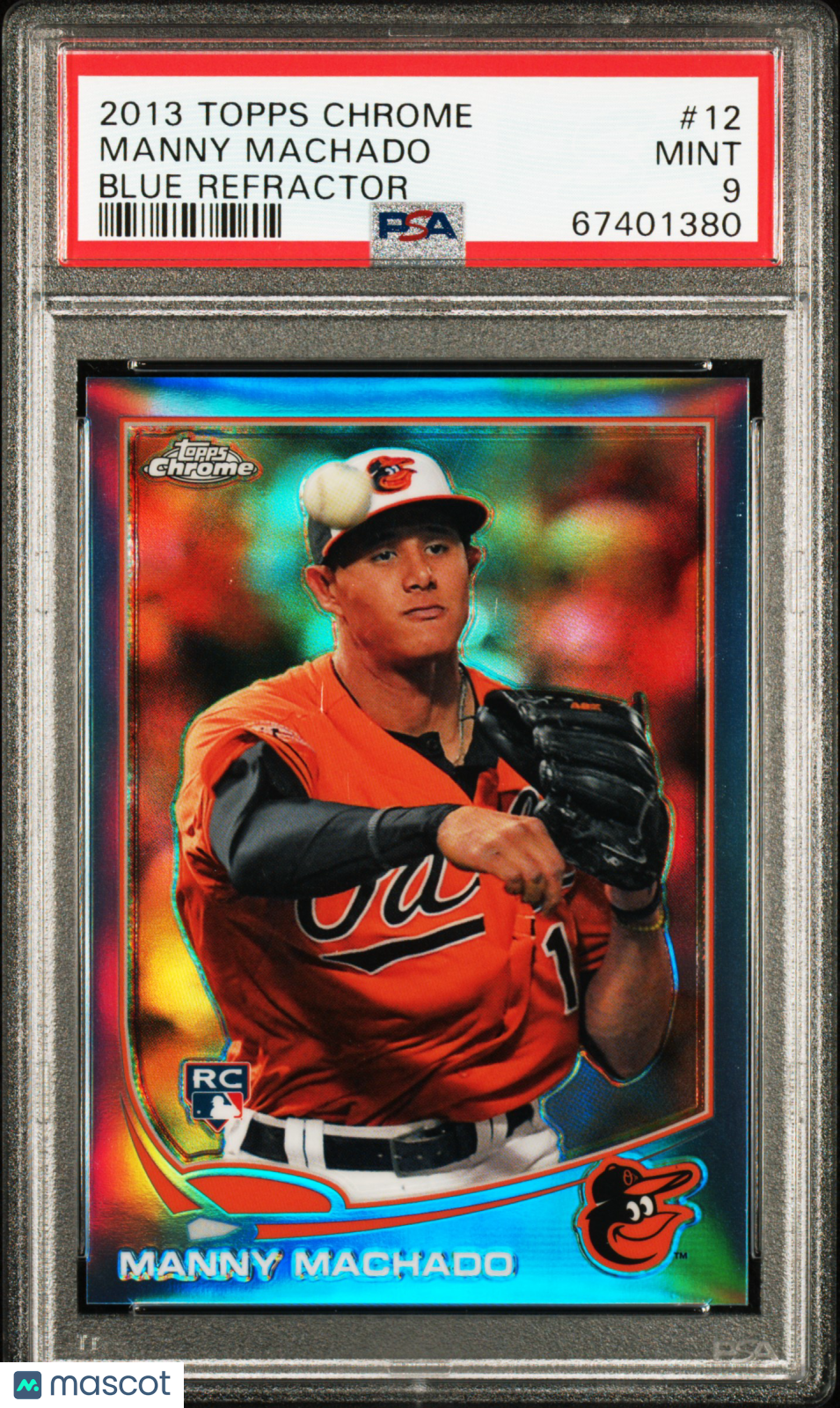 2013 Topps Chrome Manny Machado #12 Blue Refractor 158/199 RC Orioles PSA 9