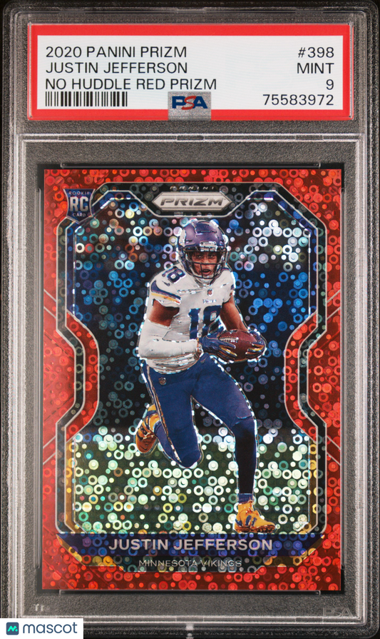 2020 Prizm Justin Jefferson Red Disco Rookie /50 PSA 9